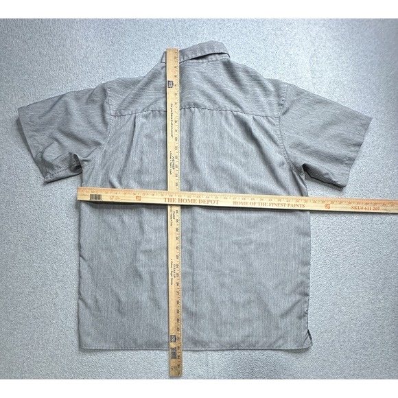 Haggar Shirt Mens XL Gray Short Sleeve Button Up Camp Performance Casual Poly - Picture 7 of 10